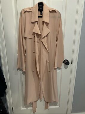 Light Blush Double-Breasted Trench Coat